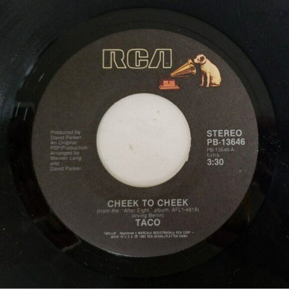 Record 45 RPM Vinyl  Taco- Cheek To Cheek/ After Eight - Picture 3 of 4